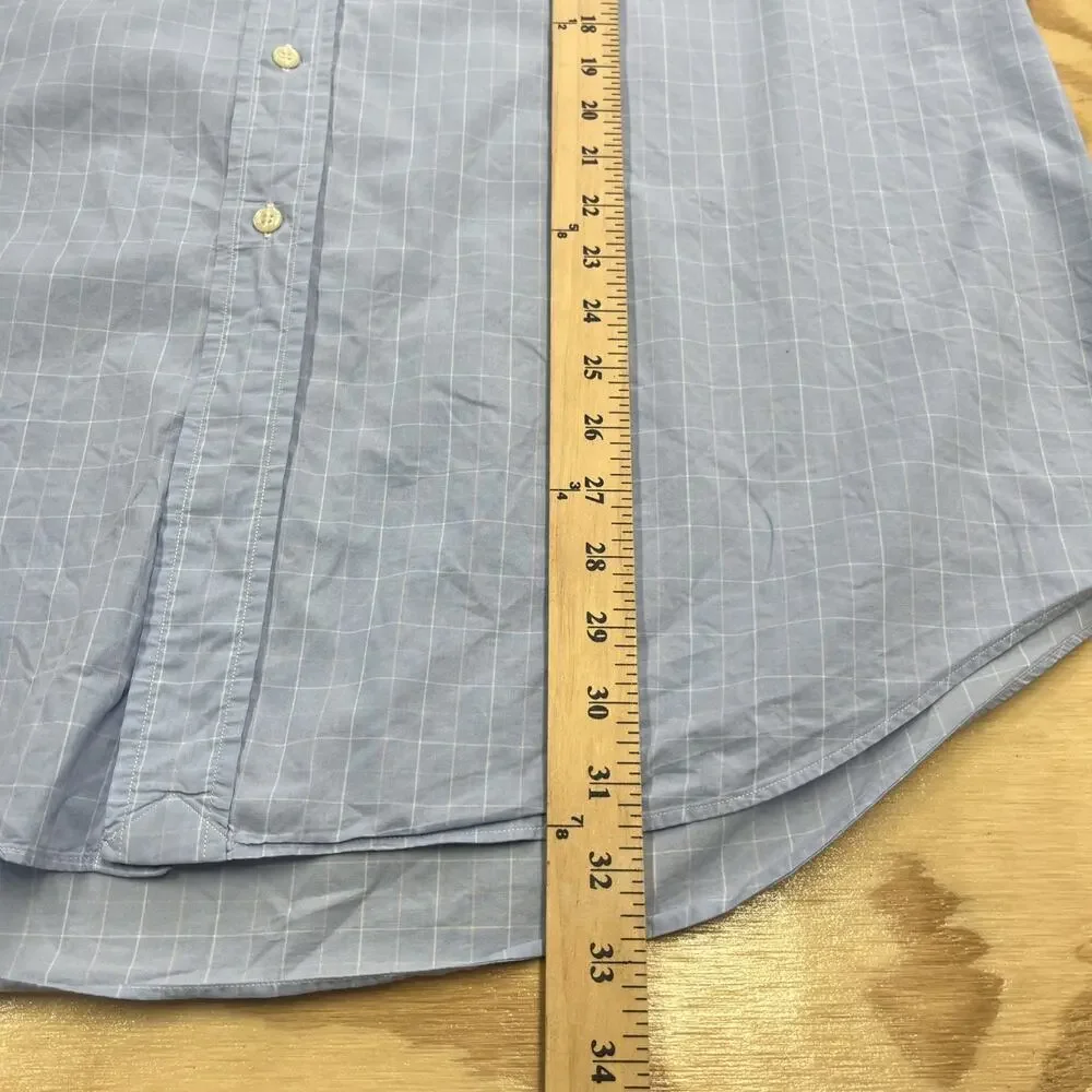 Vintage Ralph Lauren Yarmouth Shirt 17.5 36/37 Lightweight Blue Plaid Career